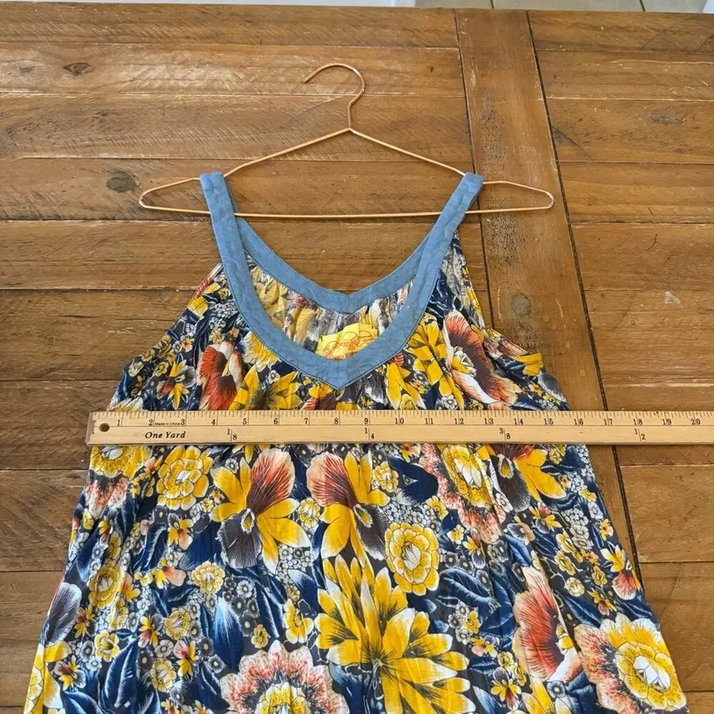 Free People Floral Tank Top - Blue and Yellow - Picture 6 of 6